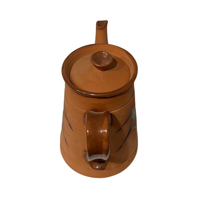 Terra Cotta Vintage Mid Century Modern African Tribe Hunting Ceramic Terra Cotta Teapot Vintage Gazelle For Sale - Image 8 of 10