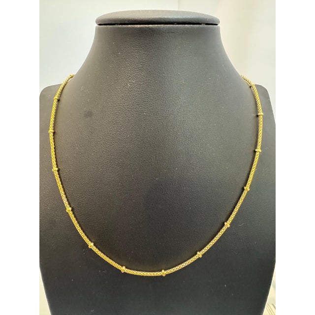 2020s Vintage 18 Karat Yellow Gold 5.4 Gm Ball Station Chain Necklace, Italian 15.5" For Sale - Image 5 of 8