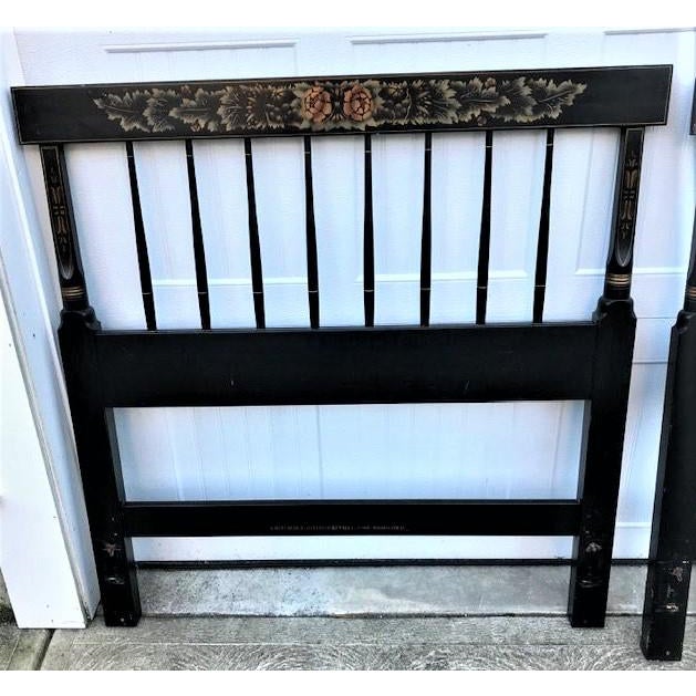 Traditional Hitchcock Twin Black Painted and Stenciled Headboards a Pair Chairish