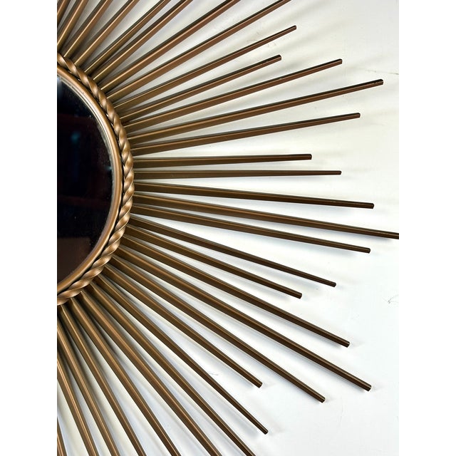 Mid-Century Modern Sun Mirror in Gilded Metal by Chaty Vallauris, 1960s For Sale - Image 3 of 8