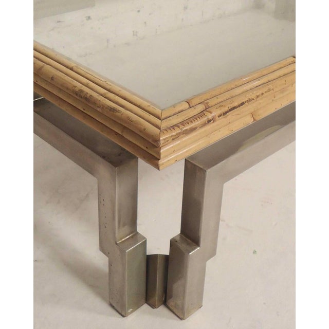 Mid-Century Modern Mid 20th Century Bamboo Glass Coffee Table For Sale - Image 3 of 6