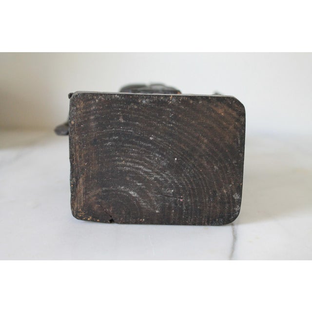 Vintage Hand-Carved Wooden Folk Art Figure Riding a Donkey For Sale - Image 9 of 9