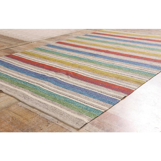 Light Gray Vintage Swedish Rollakan Rug, 05'02 X 08'01 For Sale - Image 8 of 10