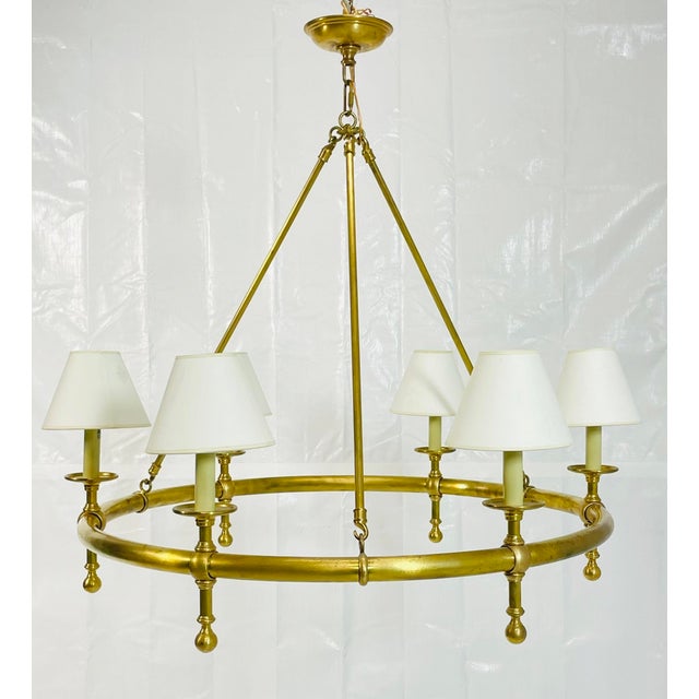 2010s Oil Rubbed Solid Brass Chandelier by Chapman & Mayers for Visual Comfort For Sale - Image 5 of 17