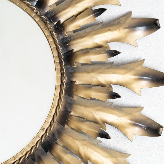 Gold Mid-Century Modern Sunburst Mirror Brass, 1960s For Sale - Image 8 of 10