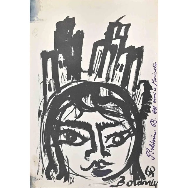 The Portrait is a drawing artwork realized by Gustavo Boldrini in 1968. Tempera and Watercolor on paper. Signed and dated....