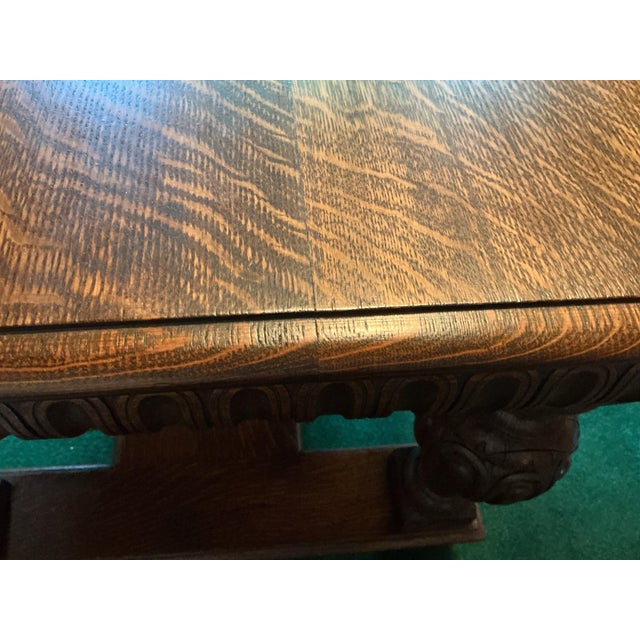 Wood Antique Arts and Craft Quarter Sawn Library/ Console Table For Sale - Image 7 of 10
