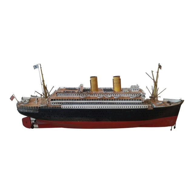 Antique Marklin Ocean Liner With American Flags & Lifeboats c.1900 For Sale