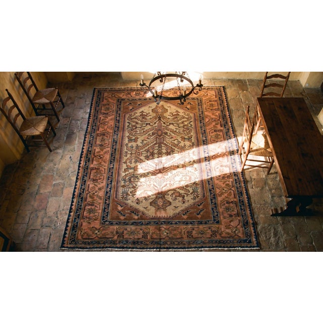 Textile 1930s Ivory Tree of Life Tribal Antique Persian Malayer Rug 5'0" X 6'2" Hand Knotted Wool Carpet For Sale - Image 7 of 9