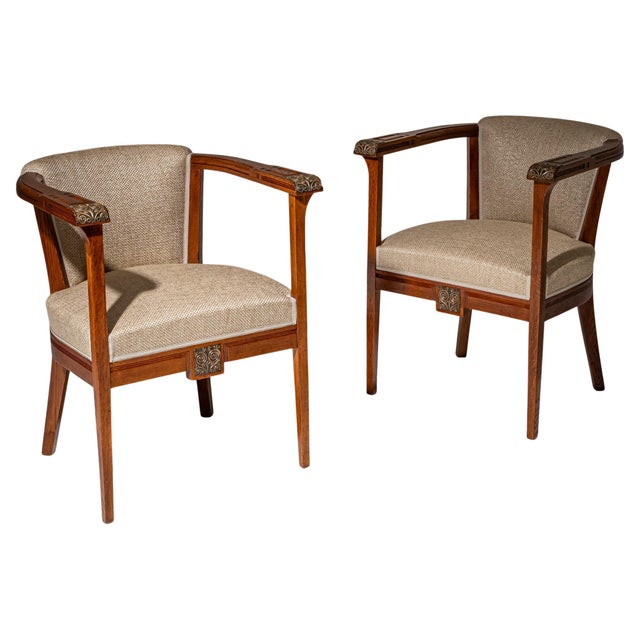 Pair of Art Nouveau Armchairs, attributed to Angelo Sello, Italy, early 20th cen For Sale - Image 9 of 12