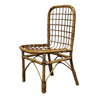 Rattan and Bamboo Chair attributed to Tito Agnoli, Italy, 1960s For Sale