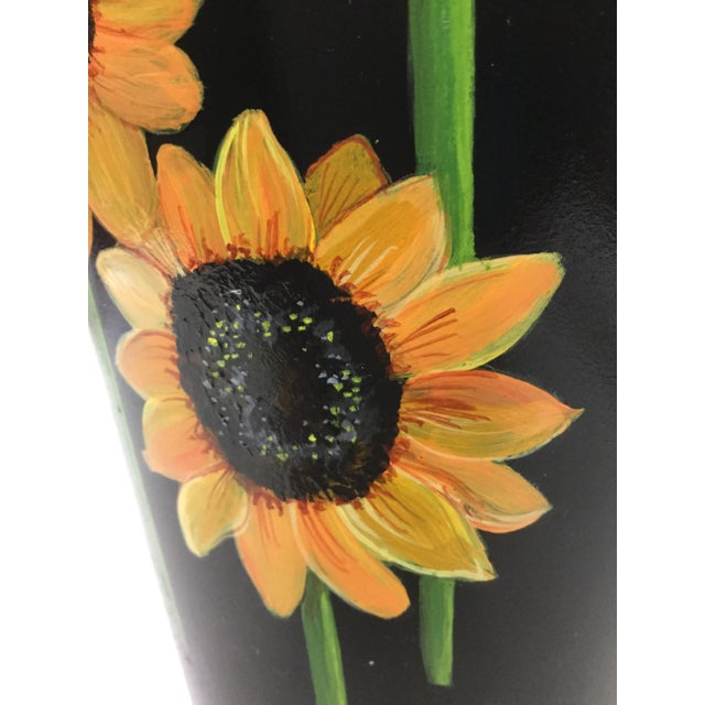 Hand Painted Galvanized Tall Metal & Brass Matchstick Holder For Sale - Image 9 of 10