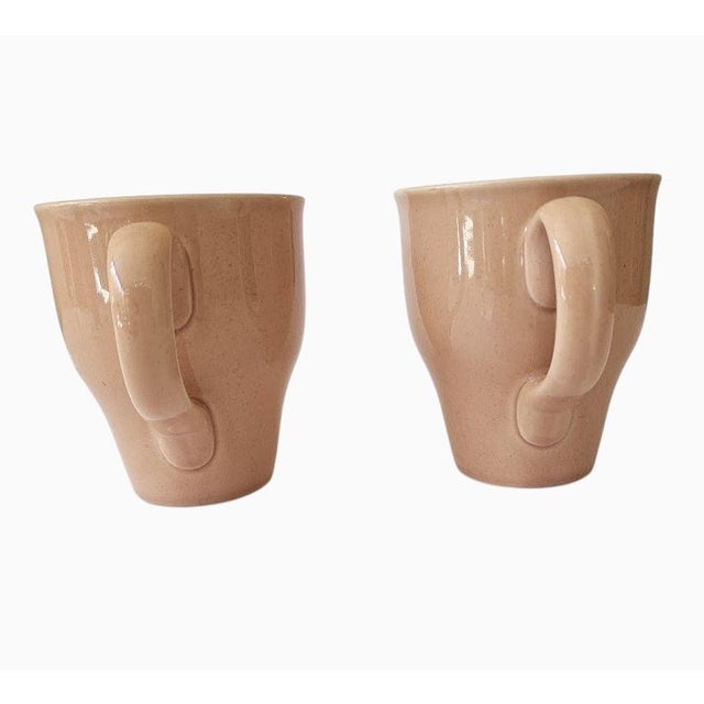 Mid-Century Modern Russel Wright Oneida 4-1/2" Tall Mugs - Set of Two - Coral Pink - Euc - New - Unused For Sale - Image 3 of 9