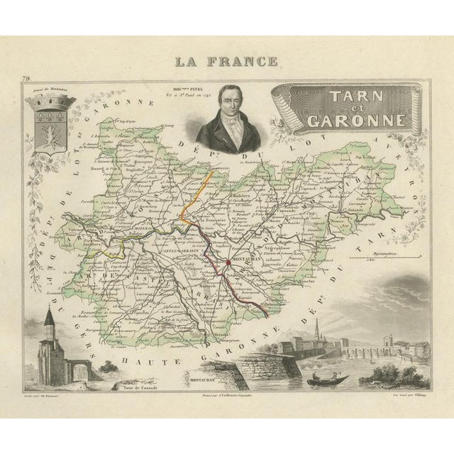 Antique Map of Tarn-Et-Garonne, Montauban and Castelsarrasin, 1860 For Sale - Image 12 of 12
