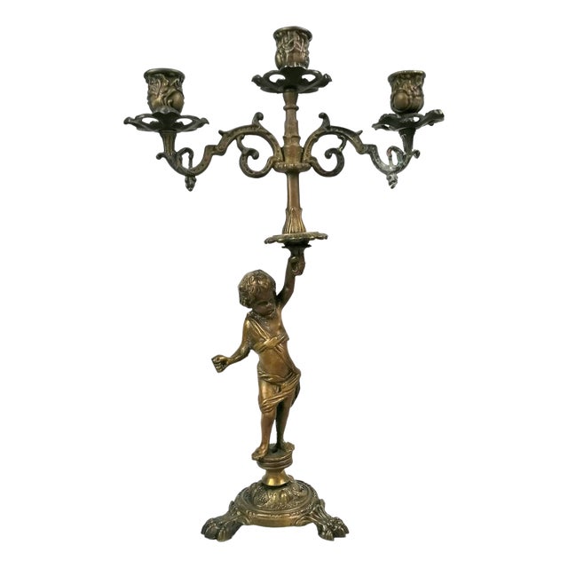 Bronze Candelabra with Putto For Sale