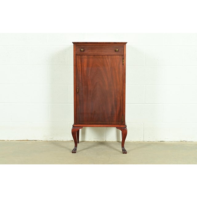 Antique Victorian Carved Inlaid Mahogany Music Cabinet, Circa 1900 For Sale - Image 15 of 15