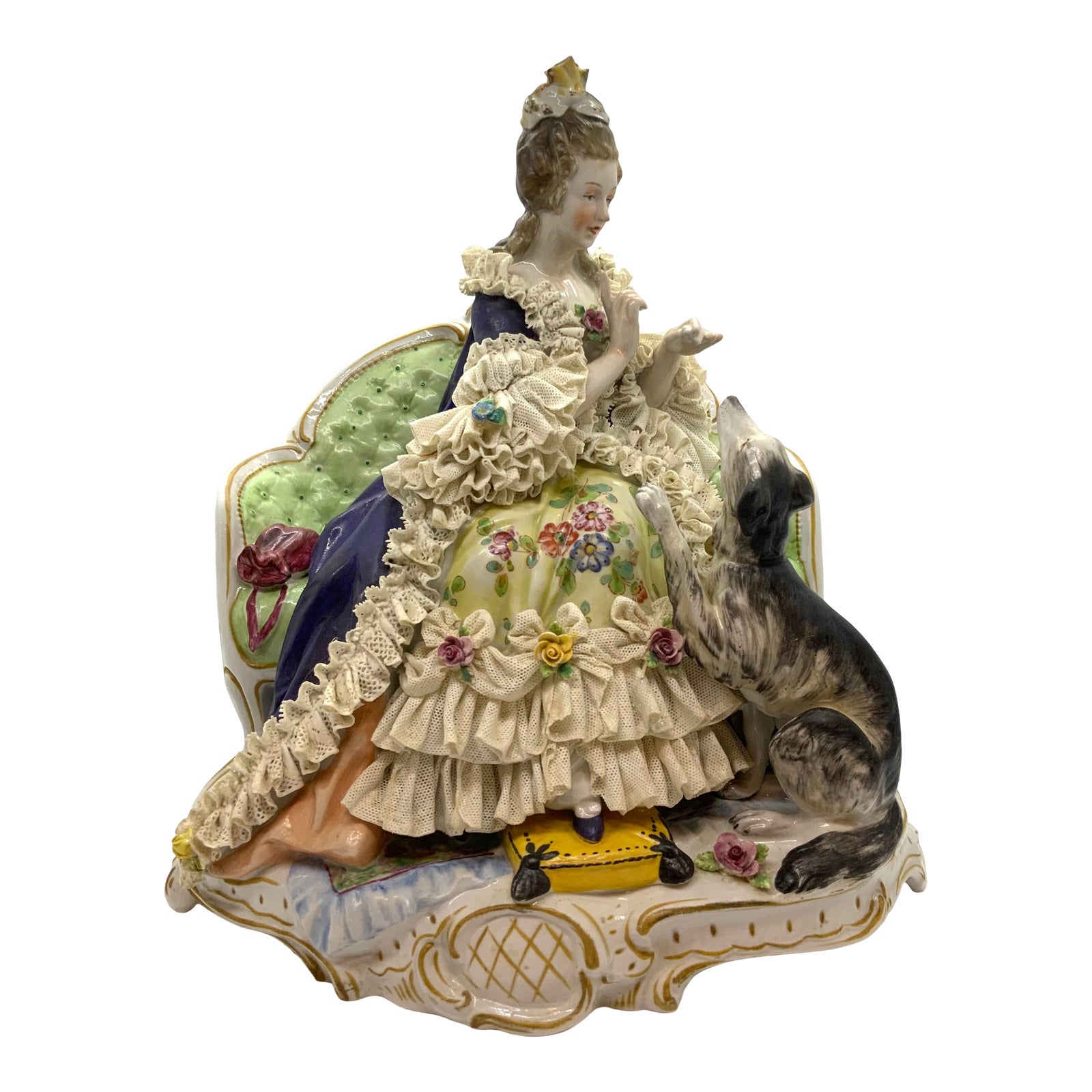 Early 19th Century Capodimonte Italian Porcelain Figurine of Lady With
