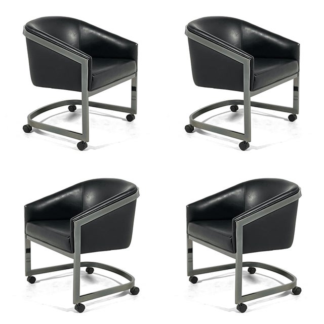 Chrome Design Institute America Barrel Back Chairs (Set of 4) For Sale - Image 8 of 10