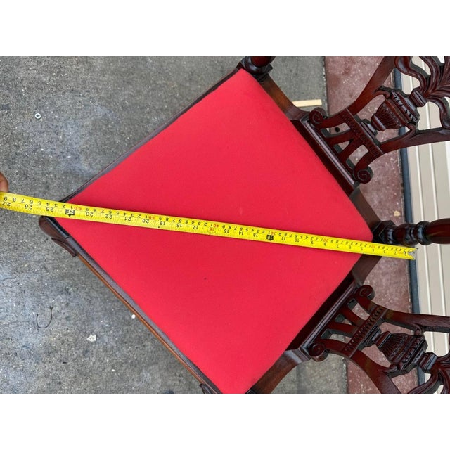 Mid 20th Century Vintage Queen Anne Style Mahogany Carved Corner Chair. For Sale - Image 10 of 11