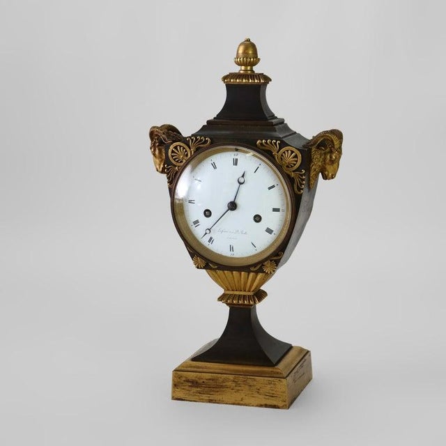 Antique Lefèvre DeBelle French Empire Ebonized & Gilt Bronze Mantle Clock Signed C1820 Measures - 15" x 8" x 4 3/4" A...