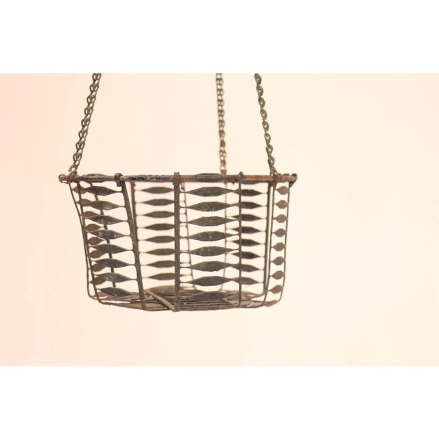 Rustic Antique American Primitive Hanging Wire Egg Basket / Planter For Sale - Image 3 of 18