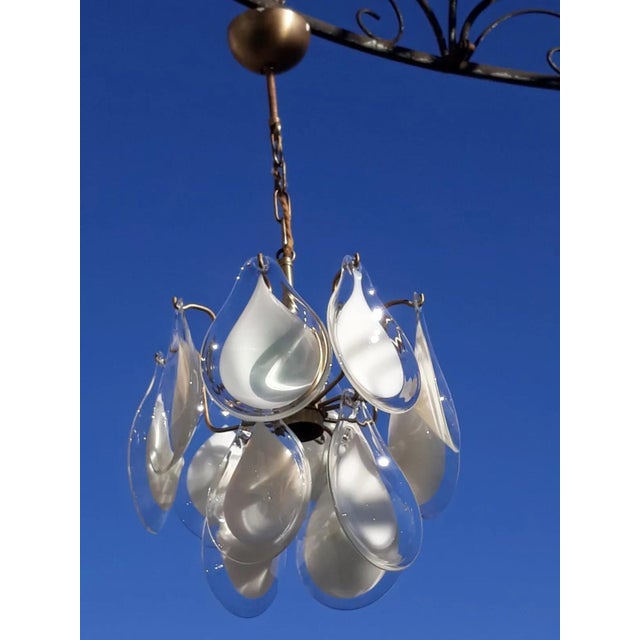 Metal Brass 12-Arm Chandelier by Vistosi, Italy, 1970s For Sale - Image 7 of 7