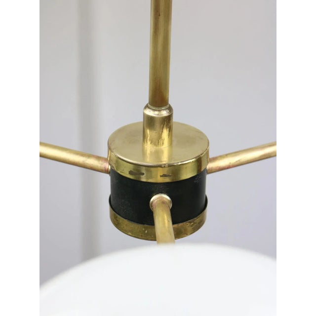 Mid-Century Brass Opaline Glass Chandelier For Sale - Image 14 of 18