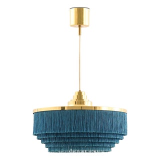 Pendant Lamp in Brass and Silk by Hans-Agne Jakobsson, 1960s For Sale