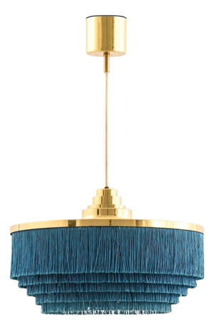 Pendant Lamp in Brass and Silk by Hans-Agne Jakobsson, 1960s