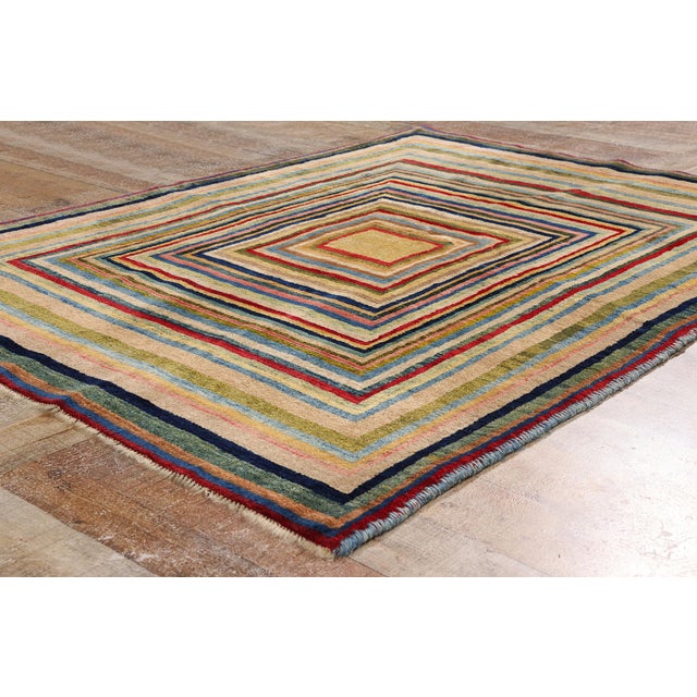 Tan Vintage Persian Gabbeh Rug, 04'09 X 06'05 For Sale - Image 8 of 10