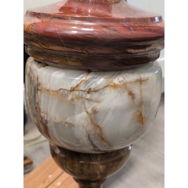 Chocolate Vintage Onyx Table Lamps - a Pair For Sale - Image 8 of 12
