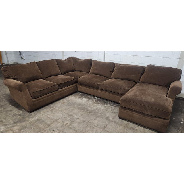 Contemporary Brown Four-Piece Sectional Sofa Attributed to Arhaus Camden-Style For Sale - Image 3 of 7