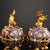 Pair of Chinese Cloisonné Incense Burners | Gilt Bronze Lion & Brocade Ball Motif For Sale In Los Angeles - Image 6 of 9
