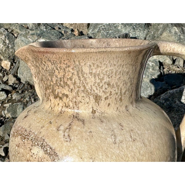 Handmade Beige-Yellow Crackle Glazed Ceramic Art Jug by Richard Uhlemeyer, Germany, 1970s For Sale - Image 12 of 18