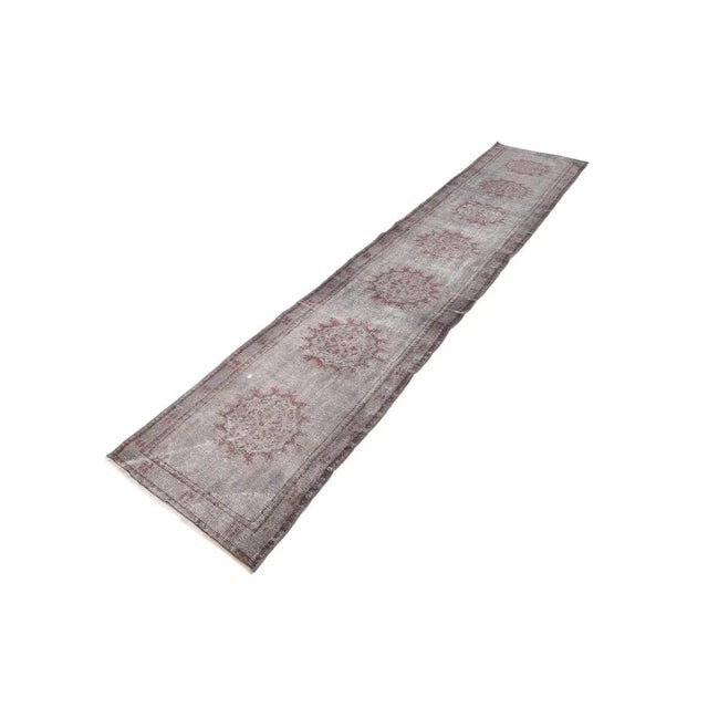 Traditional Mid 20th Century Vintage Gray Turkish Runner For Sale - Image 3 of 7
