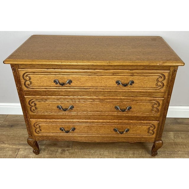 Vintage French Louis Oak Chest of 3 Drawers For Sale - Image 13 of 13