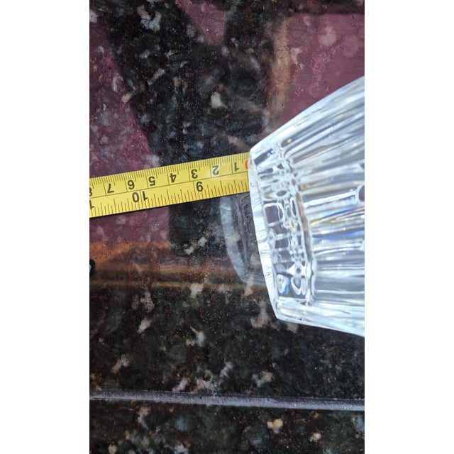 1980s Vintage Handcrafted Block 24% Lead Crystal "Tulip Garden" Satin Accent Vase For Sale - Image 5 of 5