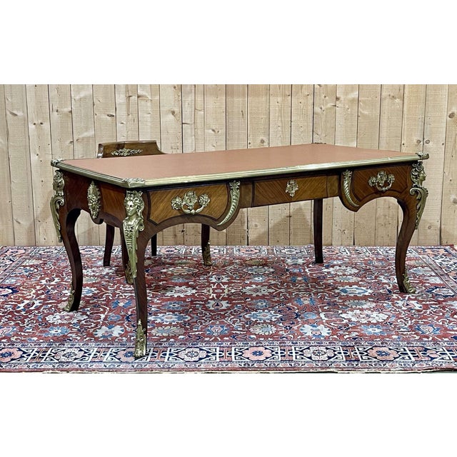 Desk and Its Armchair, Regency Style, Napoleon Iii Period, Late 19th Century, in Amaranth, Rosewood and Oak, Set of 2 For Sale - Image 4 of 18