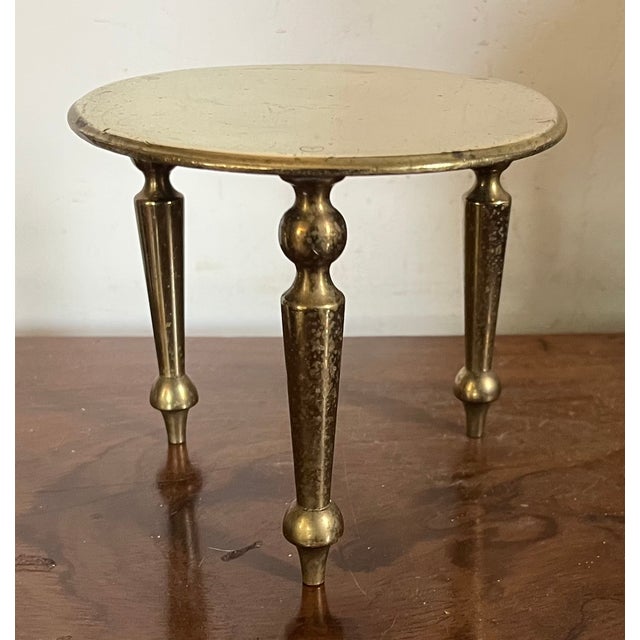 Antique 19th Century English Victorian Miniature Brass Tripod Table Trivet or Candle Riser Stand For Sale - Image 16 of 18