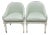 Hickory Chair “Warren” Neoclassical Gondola Dining or Accent Chairs- Pair in Bm White Dove With Kravet Leaf Green Stipe For Sale