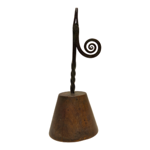 19th Century Rushnip Rush Light Wrought Iron Wood Base