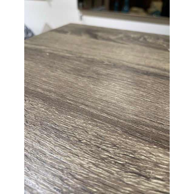 Wood Top Pedestal With Iron Base For Sale In West Palm - Image 6 of 9