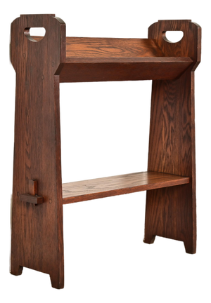 Limbert Style Antique Mission Oak Arts & Crafts Cutout Book Trough or Magazine Stand, Circa 1910