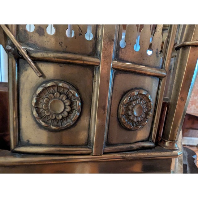 1960s Grand Victorian Style Brass and Copper Birdcage on Custom Made Designer Hexagon Table/ Stand For Sale - Image 15 of 15