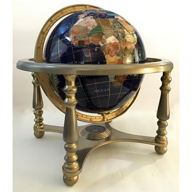 Blue Lapis Lazuli Gemstone World Globe on Stand Chairish