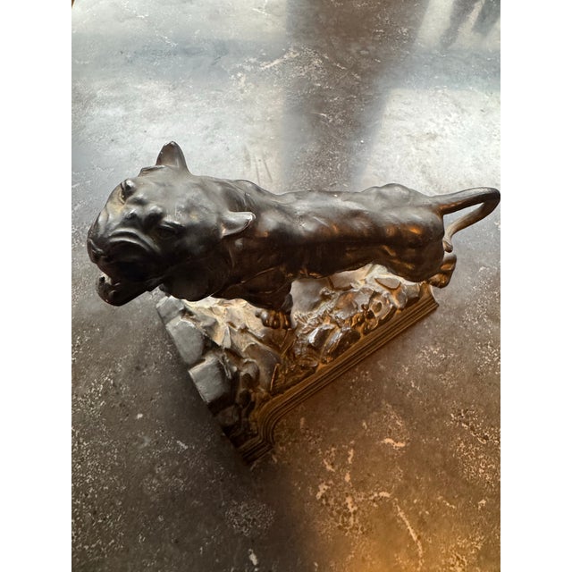 Metal 1920s Art Deco “Roar of the Tiger” Ronson Bookend Sculpture For Sale - Image 7 of 12