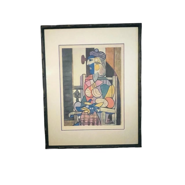 1980 limited edition Lithograph on arches paper 260/5000 made in Paris. Beautifully framed in a bronze faux bamboo with a...