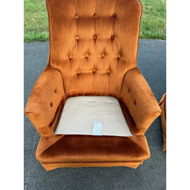 Bronze Pair of Vintage 1970s Swivel Rocker Chairs - Bronze Tufted Velvet (Kroehler/Middletown) For Sale - Image 8 of 17