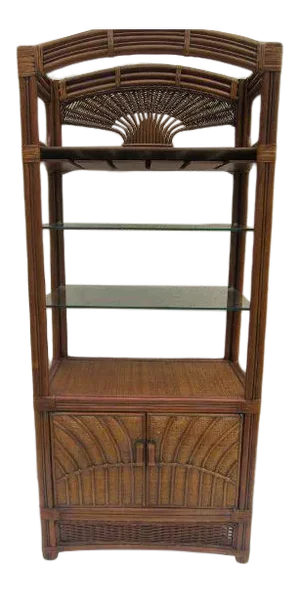 Tommy Bahama Style Bamboo Rattan Entertainment Storage Unit
