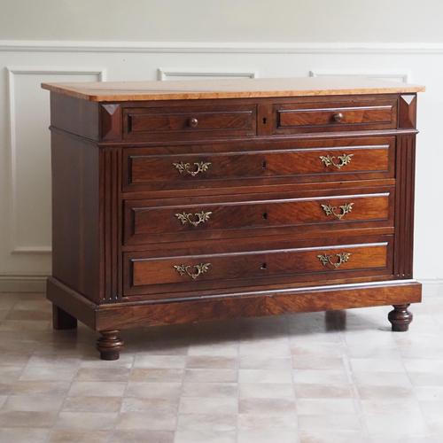 Brown Gründerzeit Chest of Drawers in Walnut with Marble Top, 1880 For Sale - Image 8 of 10